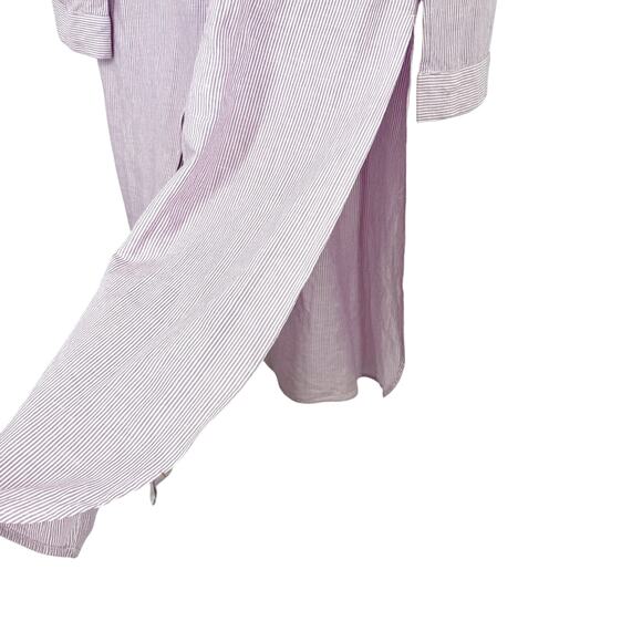 Chicos MEDIUM 1 8/10 LINEN BLEND Purple Stone Accent Long Line Shirt Top Tunic - Picture 8 of 10